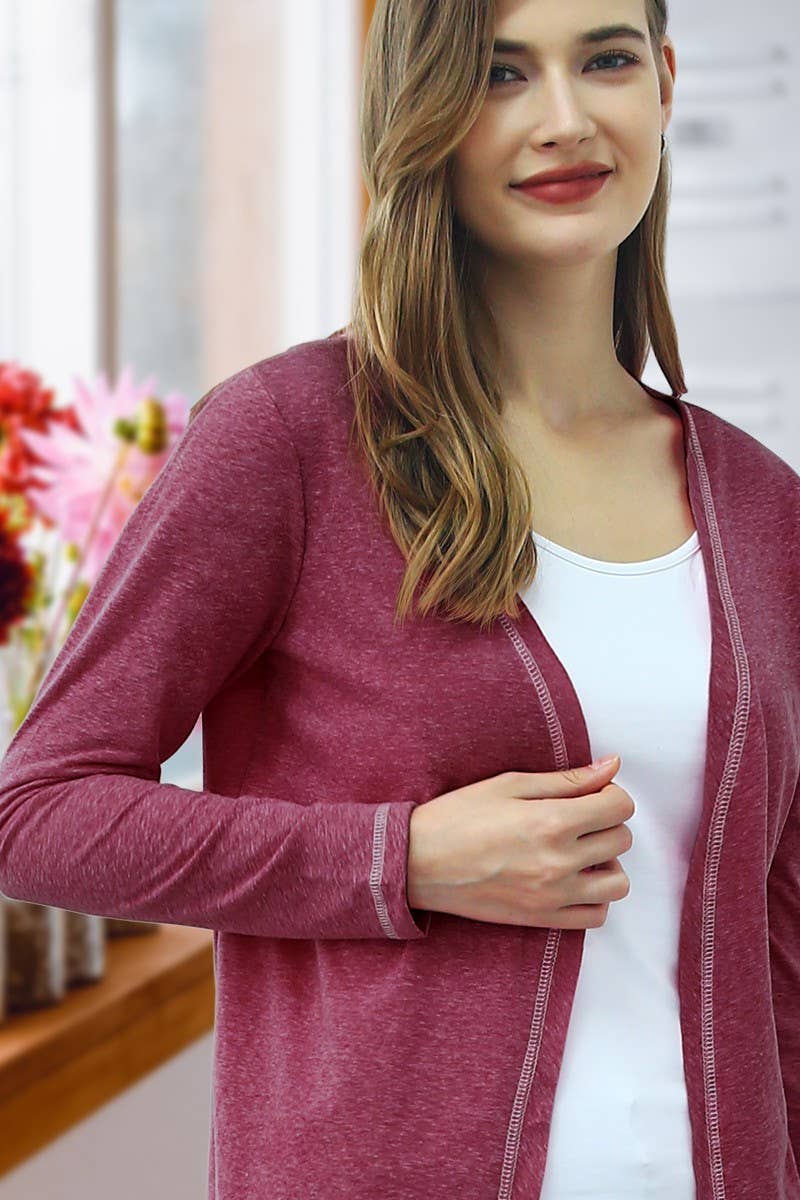 CWOCAL542_SOFT COLOR CONTRAST OVERLOCK KNIT CARDIGAN