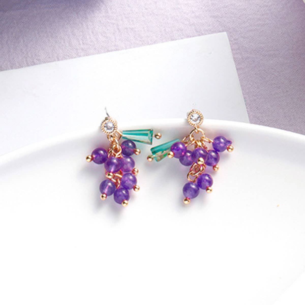 Purple simple and fresh floral stud earrings