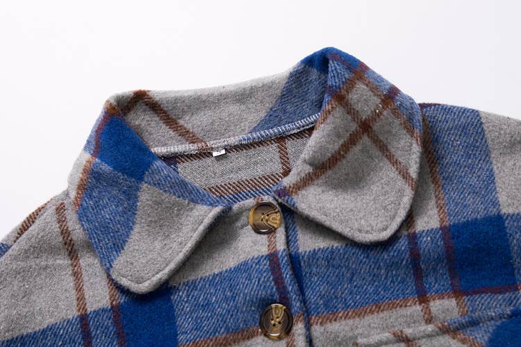 SLIM-FIT PLAID CROPPED SWEATER JACKET