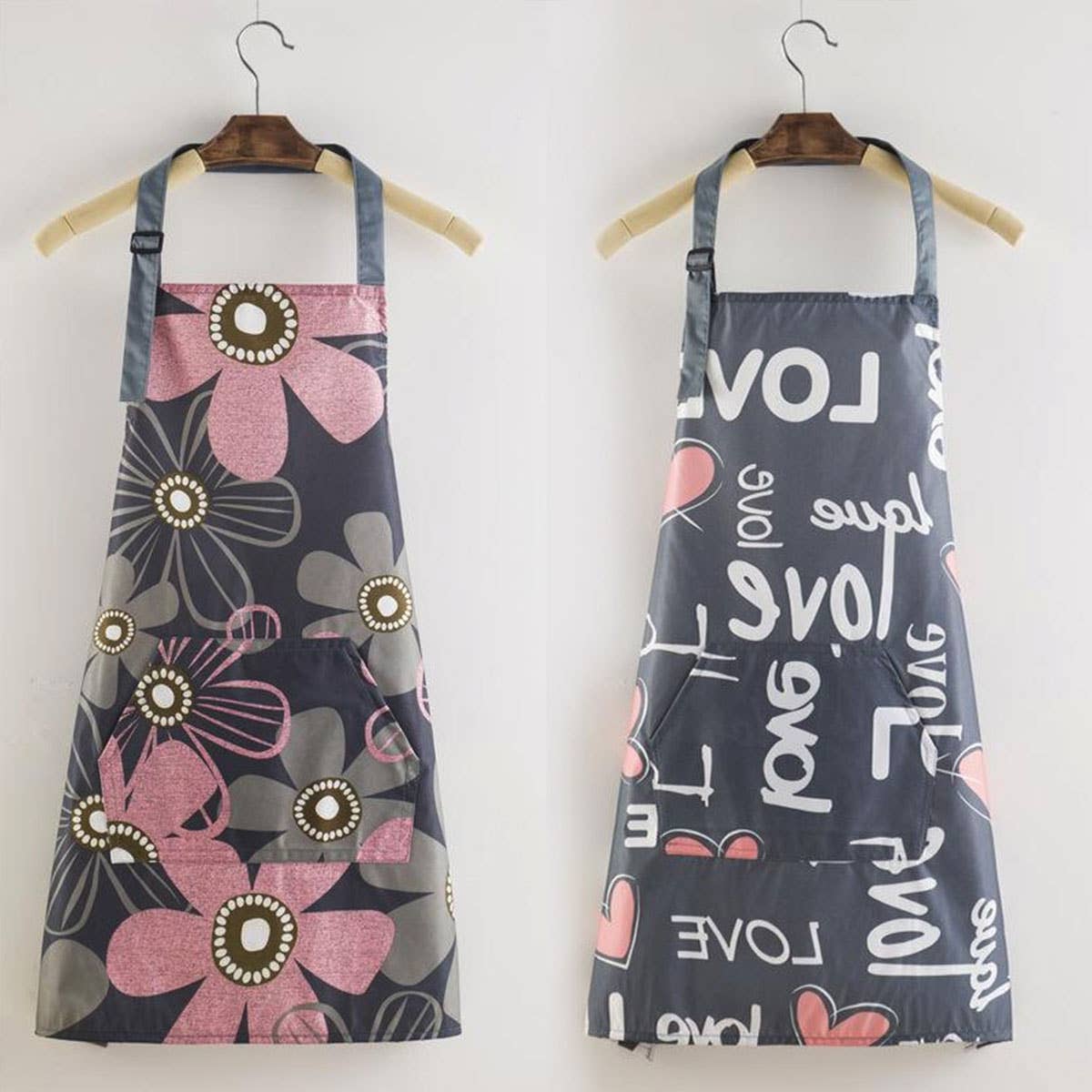 Chrysanthemum Print Waterproof Aprons with pockets