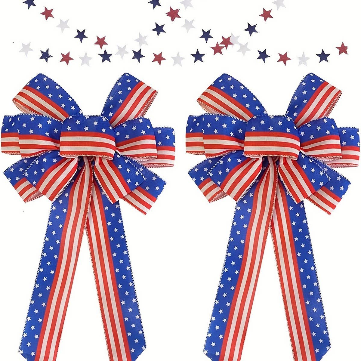 CWMM10250_4TH OF JULY PATRIOTIC BURLAP BOW USA FLAG DECOR