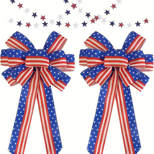 CWMM10250_4TH OF JULY PATRIOTIC BURLAP BOW USA FLAG DECOR