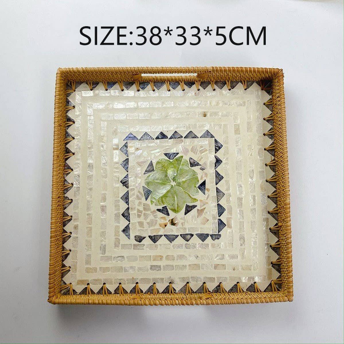 RATTAN DESKTOP SQUARE SHELL TRAY STORAGE TRAY_CWMM4539