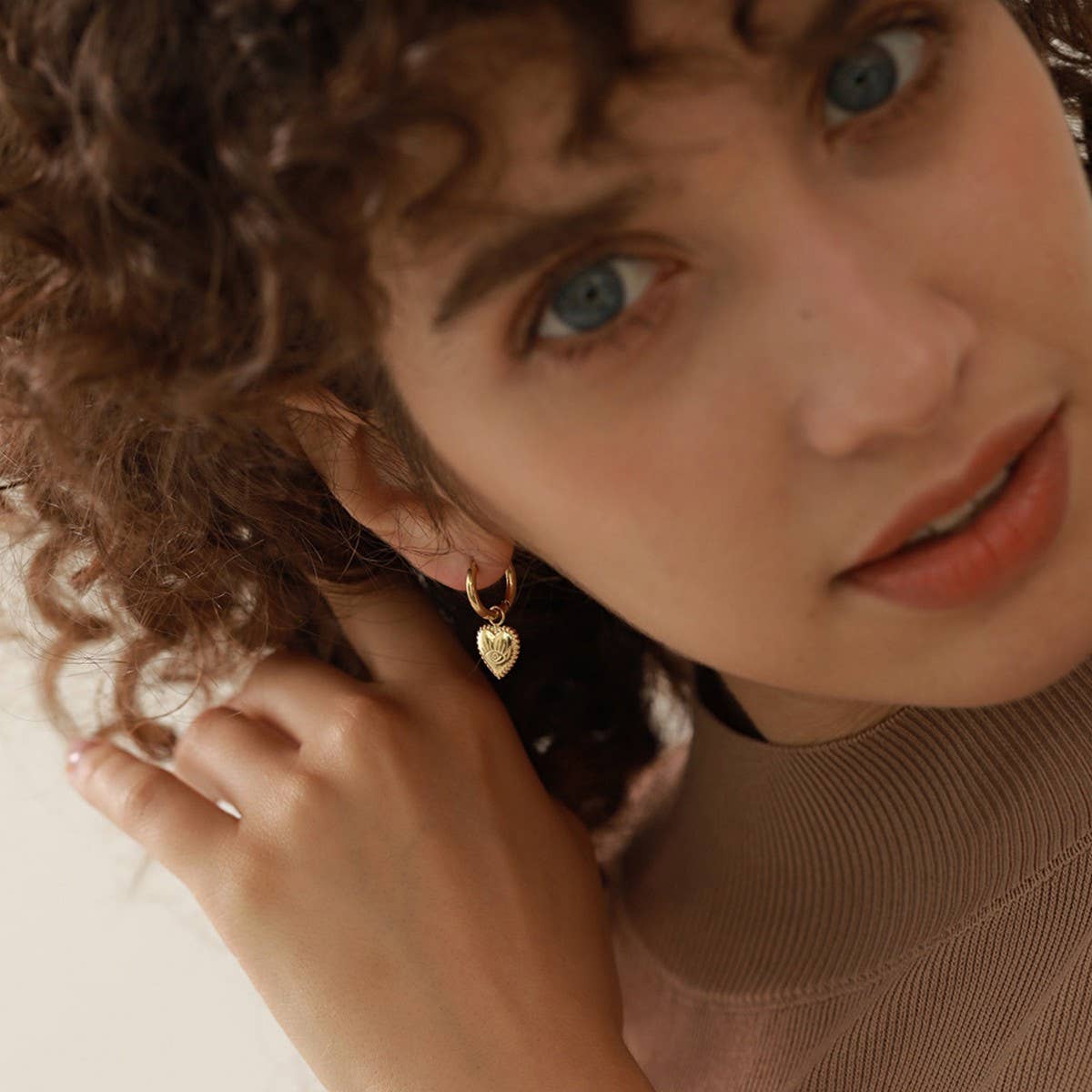 Stainless Steel Evil Eye Drop Earrings 18K Gold_CWAJE5026