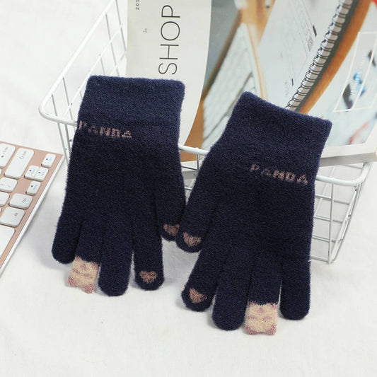 RED PANDA KNITTED WARM TOUCHSCREEN GLOVES_CWAG0152