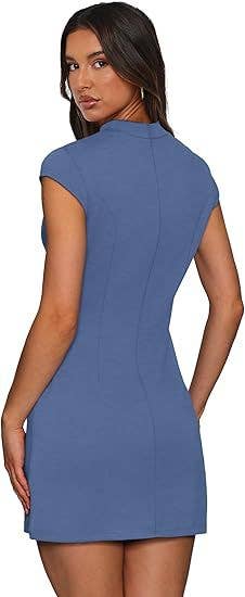 Round-neck tight-fitting short-sleeved dress