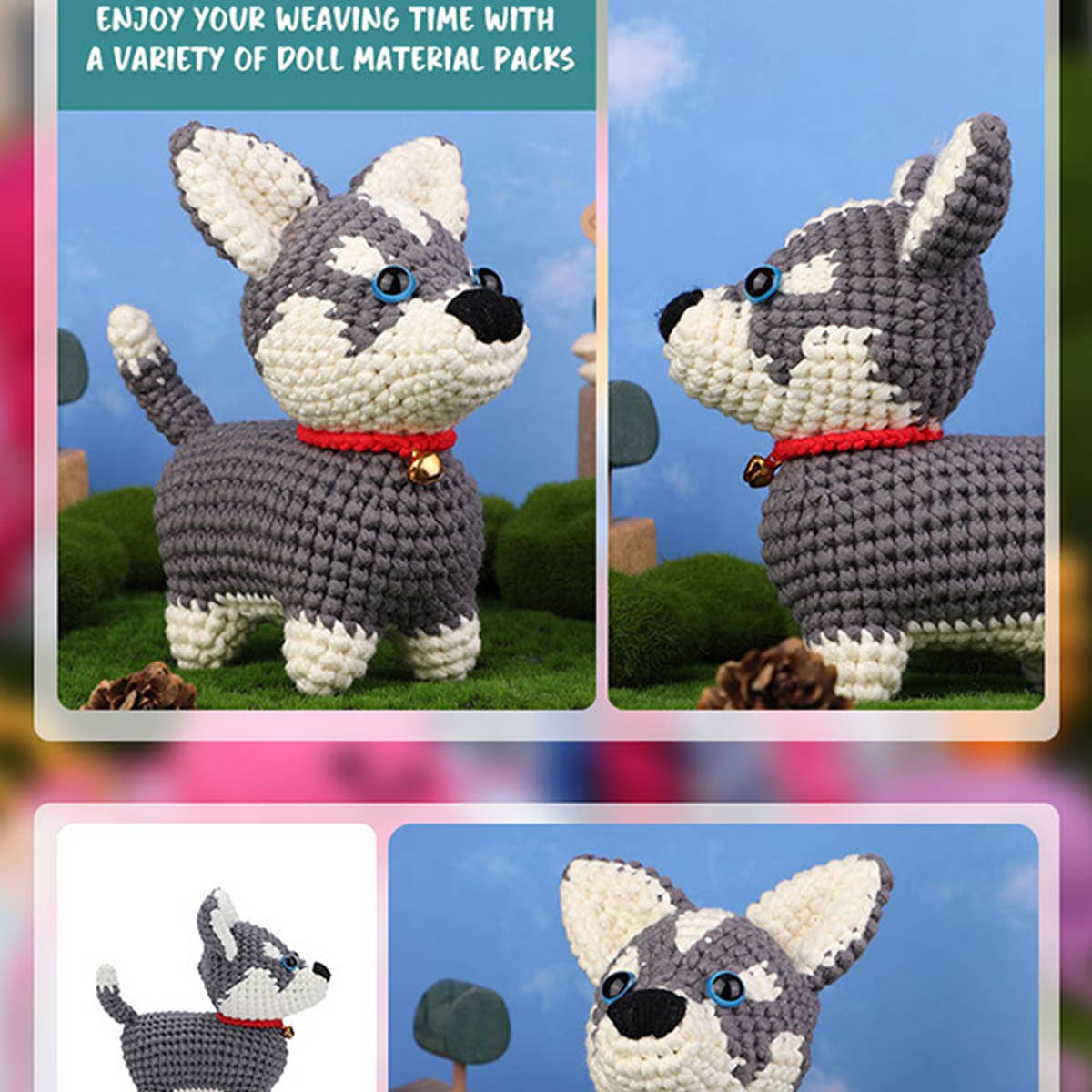 HANDMADE HUSKY CROCHET DOLL MATERIAL KIT