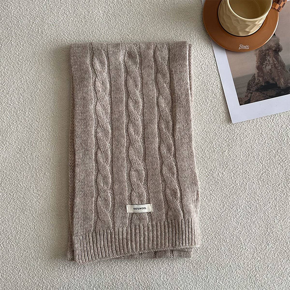 Wool Cable Knit Scarf ??Soft Double-Sided Wrap_CWASC2310