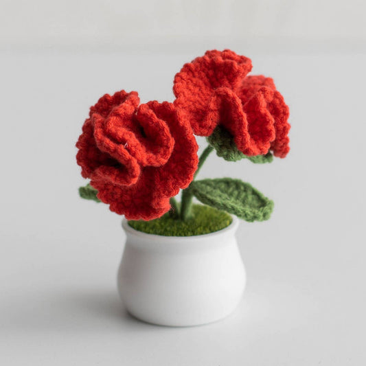 CWMM9282_HAND-KNITTED DOUBLE-HEADED CARNATION POTTED PLANT