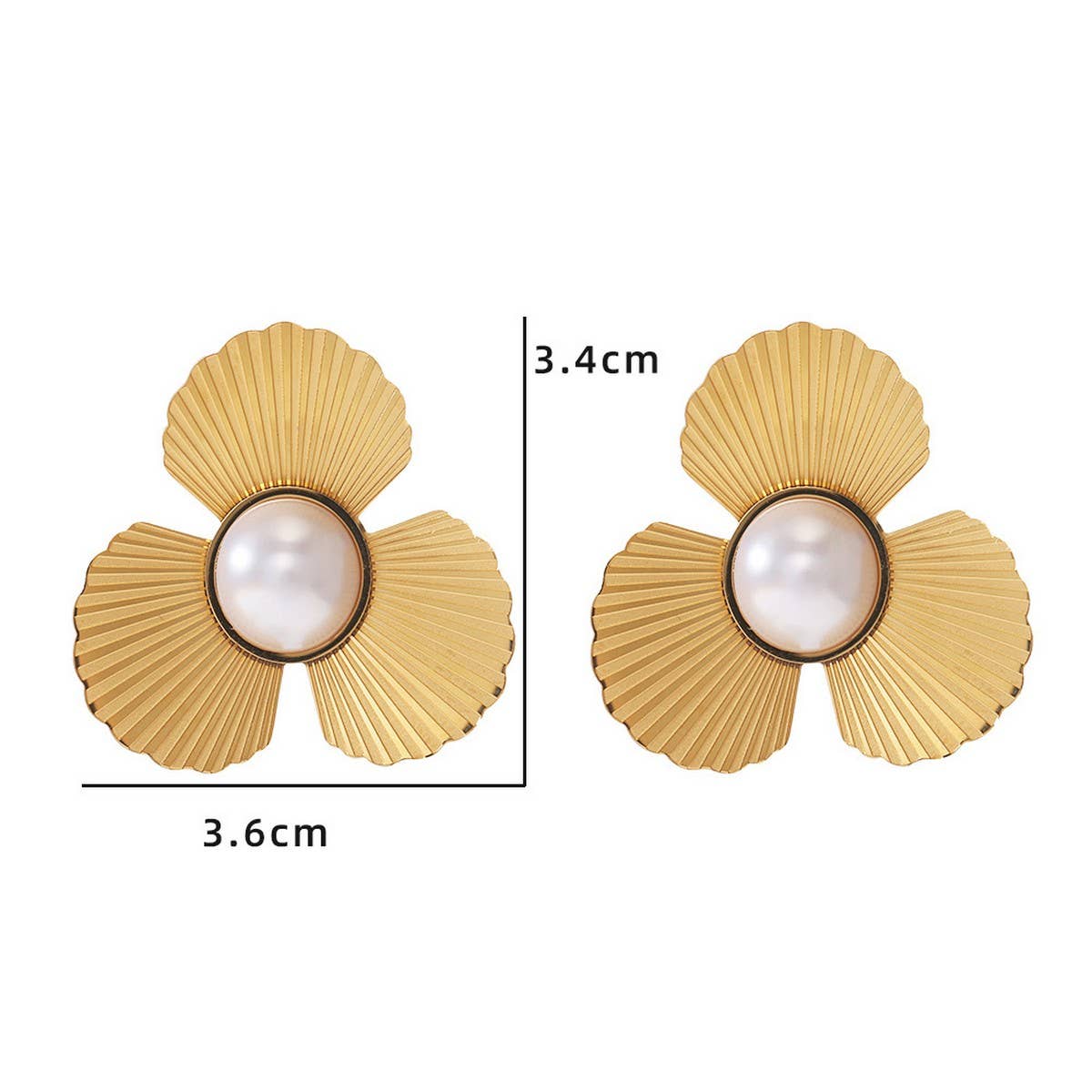 Minimalist Pearl Flower 18K Titanium Stud Earrings