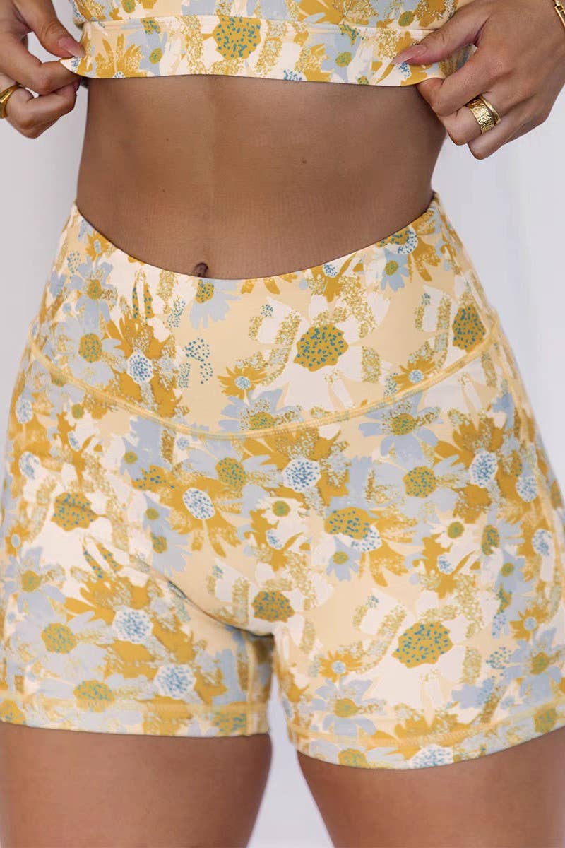 CWBSP0557_HIGH WAIST DIGITAL PRINT BUTT LIFT YOGA SHORTS