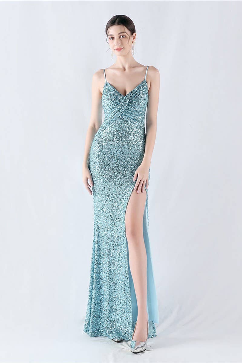 CWDMD4825_ELEGANT SEXY HIGH-SLIT SLING EVENING DRESS