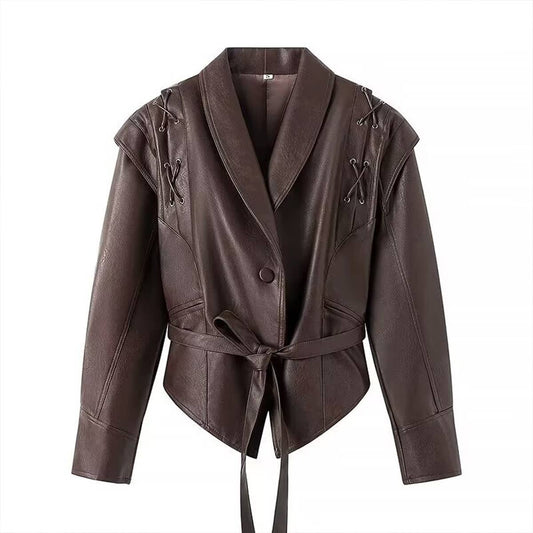 STREET FASHION DESIGN RETRO LEATHER JACKET