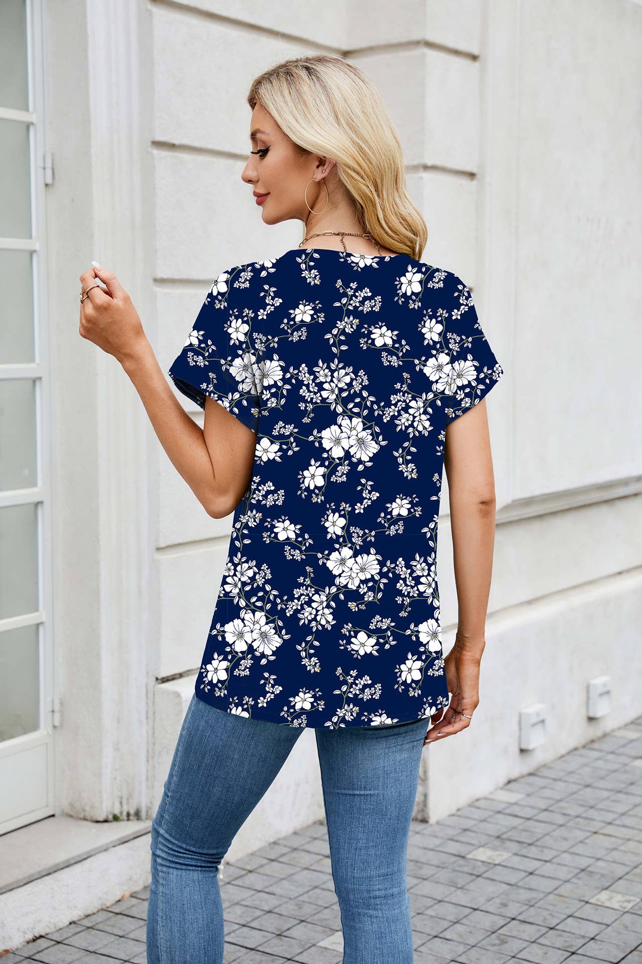 Holiday print crew neck short-sleeved T-shirt