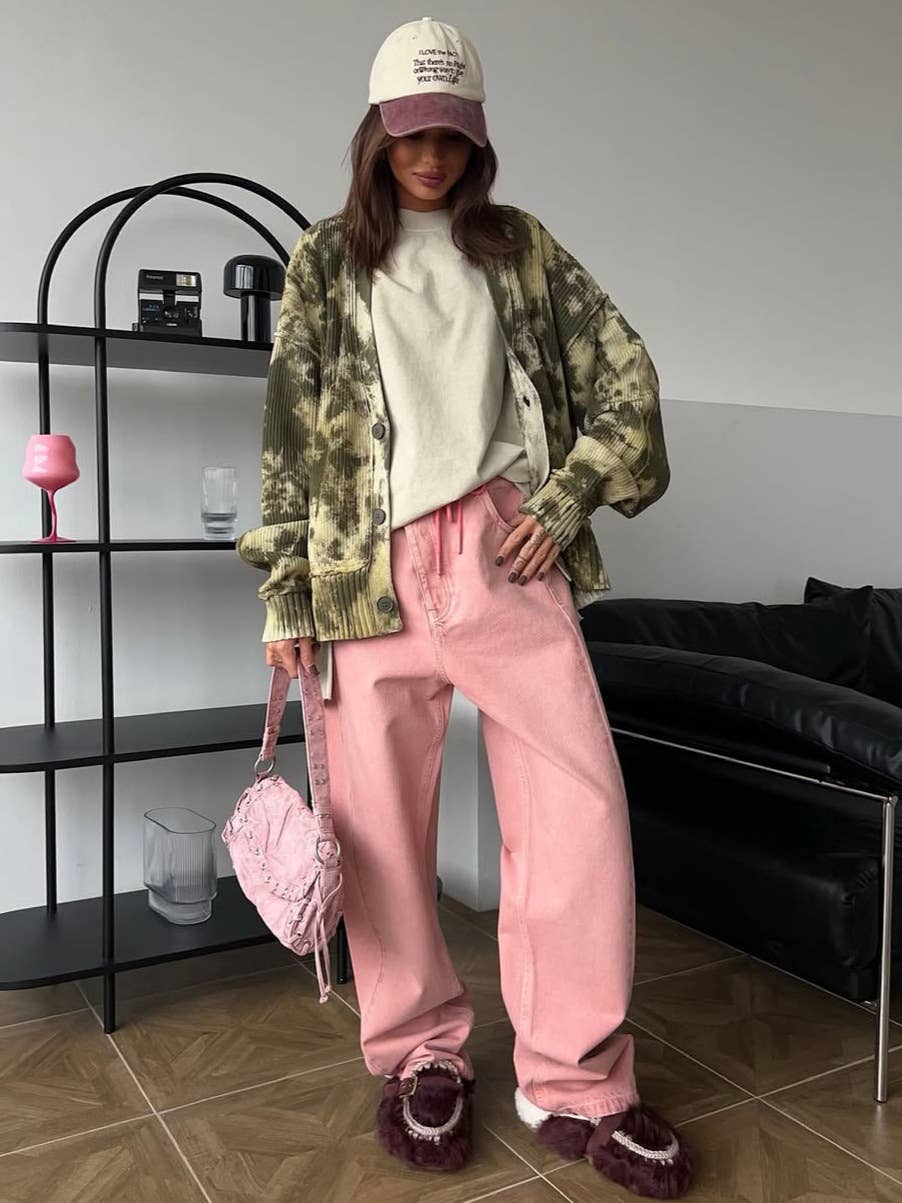 Fashionable camouflage single-breasted cardigan