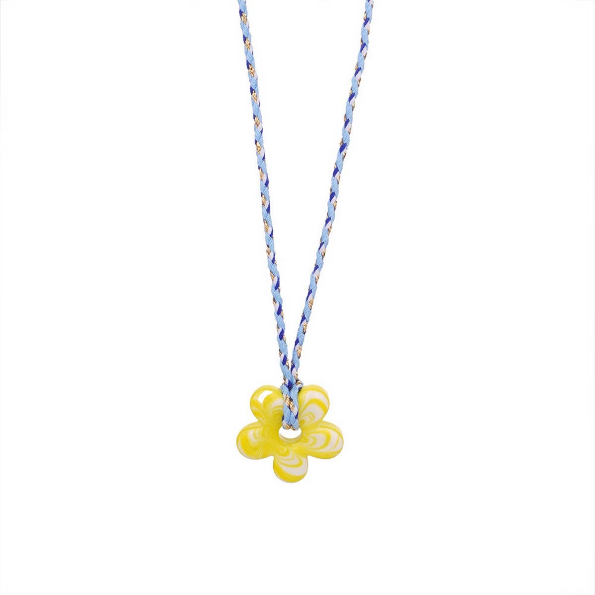 Colorful Glass Flower Pendant Rope Necklace