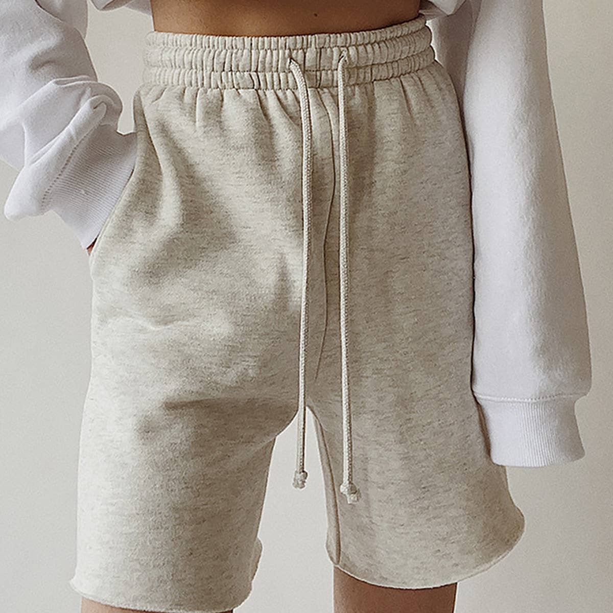 High-waisted drawstring loose athletic shorts