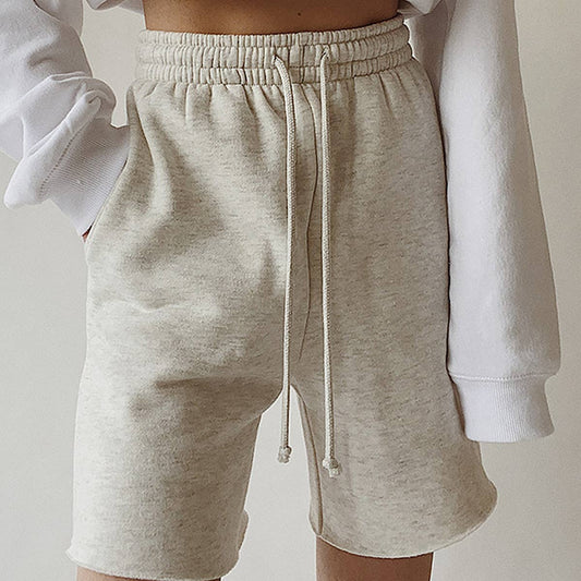 High-waisted drawstring loose athletic shorts