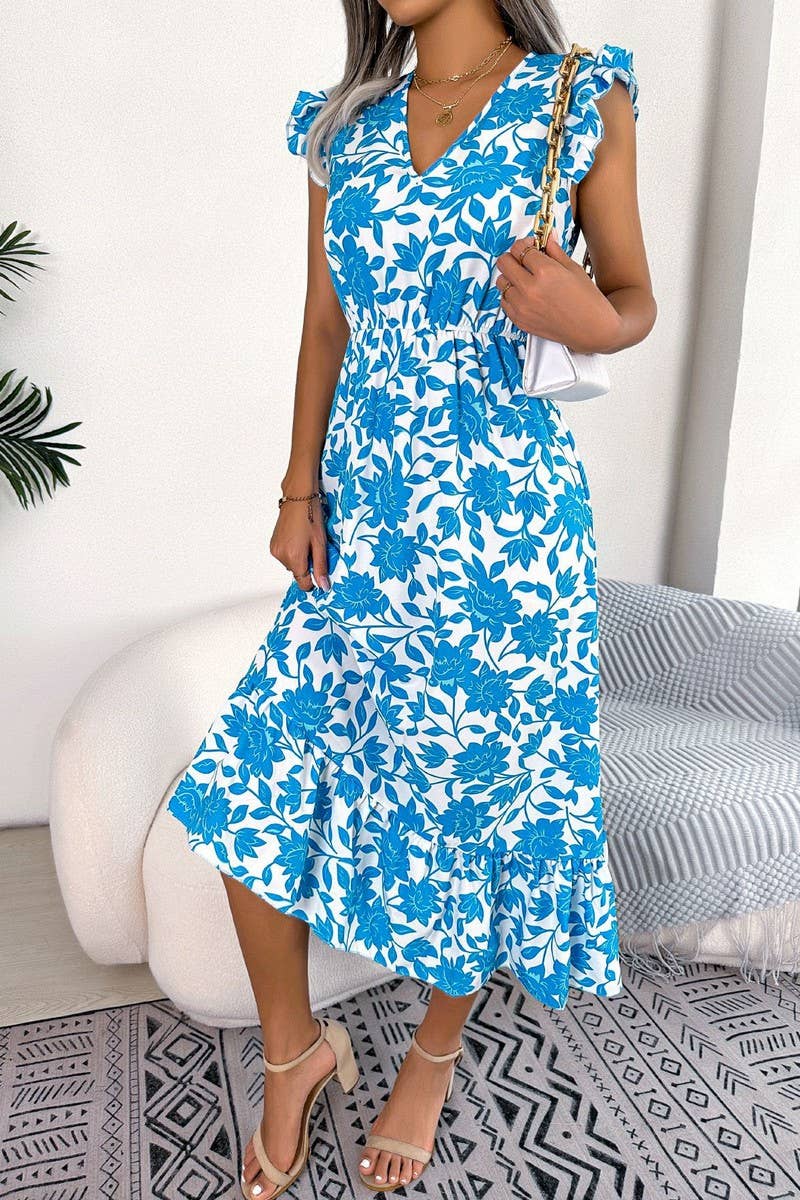 LEISURE FLOWER WAIST HOLIDAY DRESS_CWDSD2521