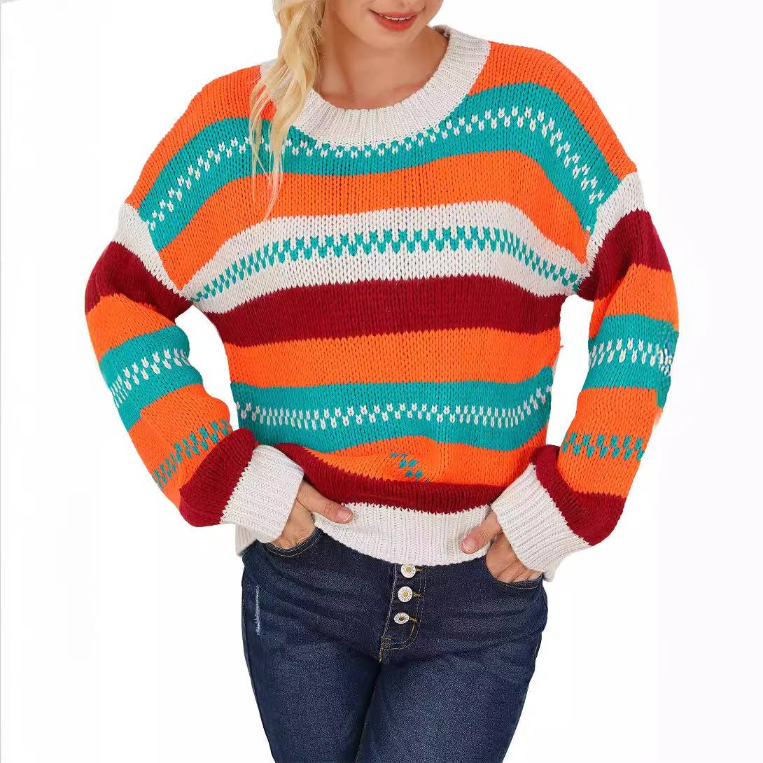 STRIPED CREW-NECK SHIRT IN CONTRASTING COLORS