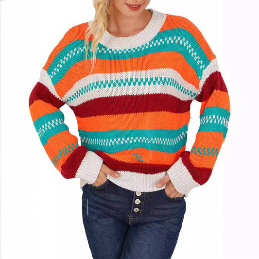 STRIPED CREW-NECK SHIRT IN CONTRASTING COLORS