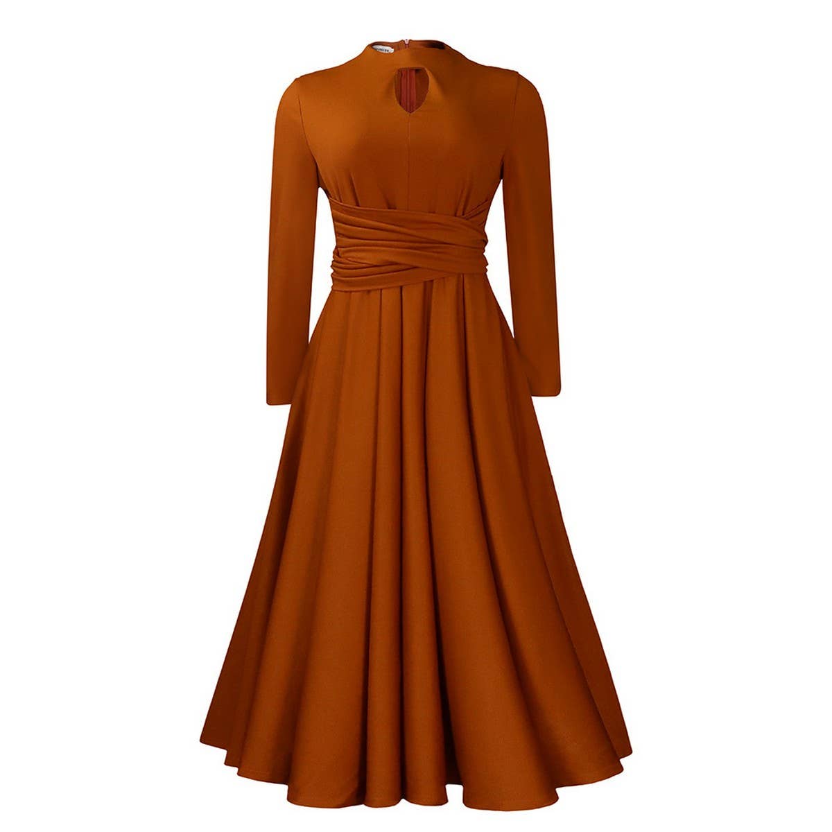 FASHIONABLE PLEATED PLUS SIZE SWING SKIRT DRESS