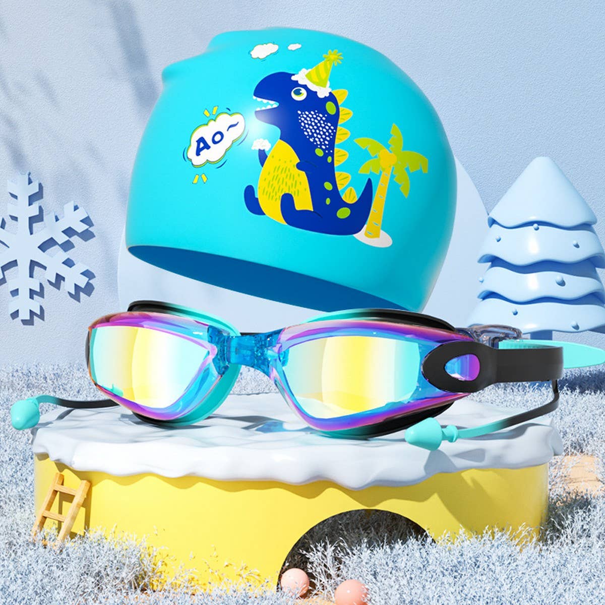 Kids HD Anti-Fog Swim Goggles & Cap ? Cute Style