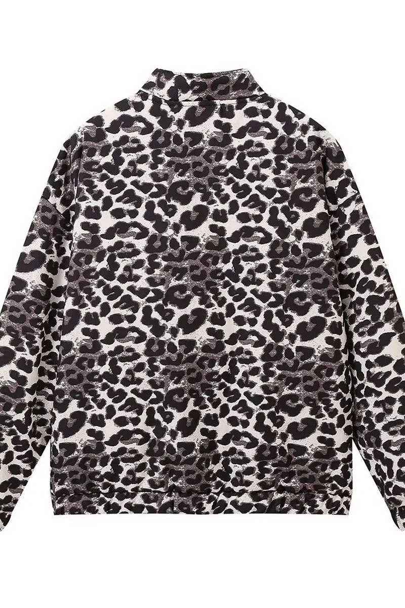 CWOCO1077_CASUAL LEOPARD PRINT ZIP-UP JACKET