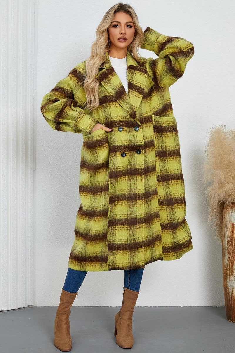 CWOCO0944_DOUBLE-BREASTED PLAID COAT WITH LARGE LAPEL