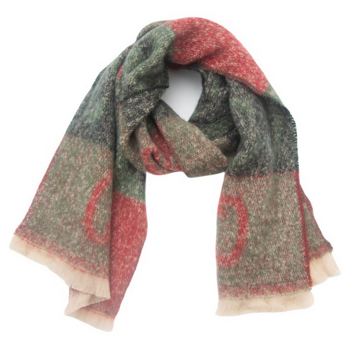 Letter Jacquard Scarf ? Winter Short Fringe Wrap