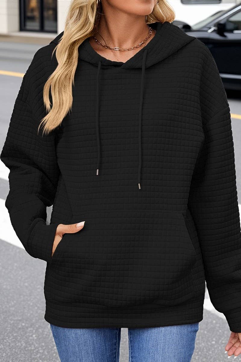 CWOHOL00659_CASUAL POCKET DRAWSTRING LONG SLEEVE HOODIE