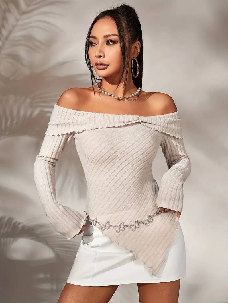 SOLID COLOR COLLAR WITH IRREGULAR HEM TOP