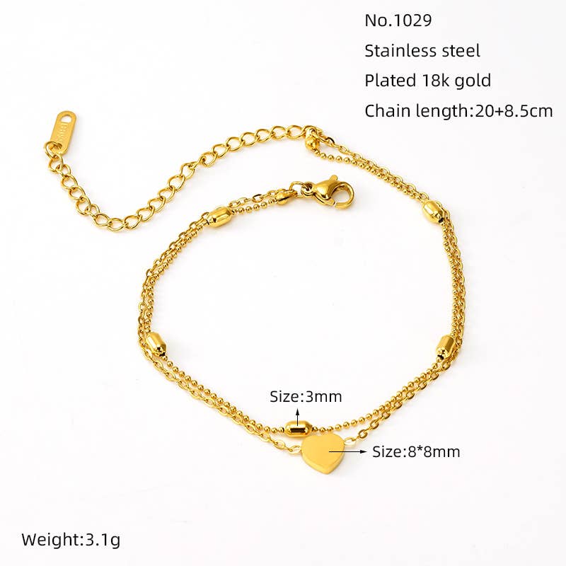 18K SIMPLE FINE WOMEN'S STAINLESS STEEL ANKLET