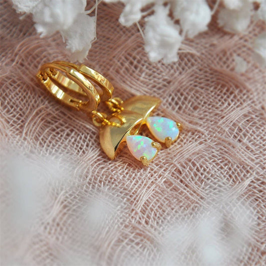 Lock Charm Opal Drop Earrings Colorfast Jewelry