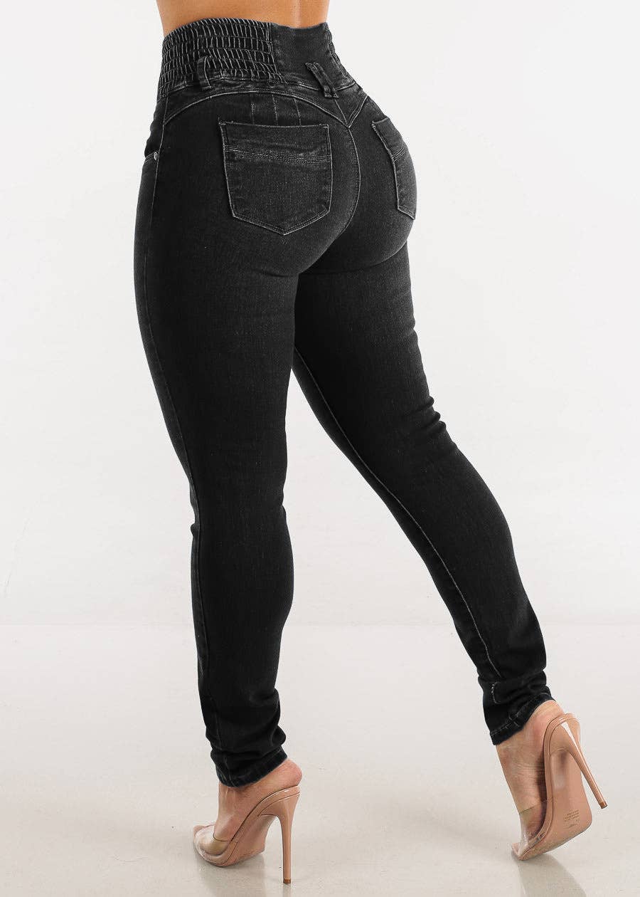 Breasted pencil pants slim wash skinny jeans