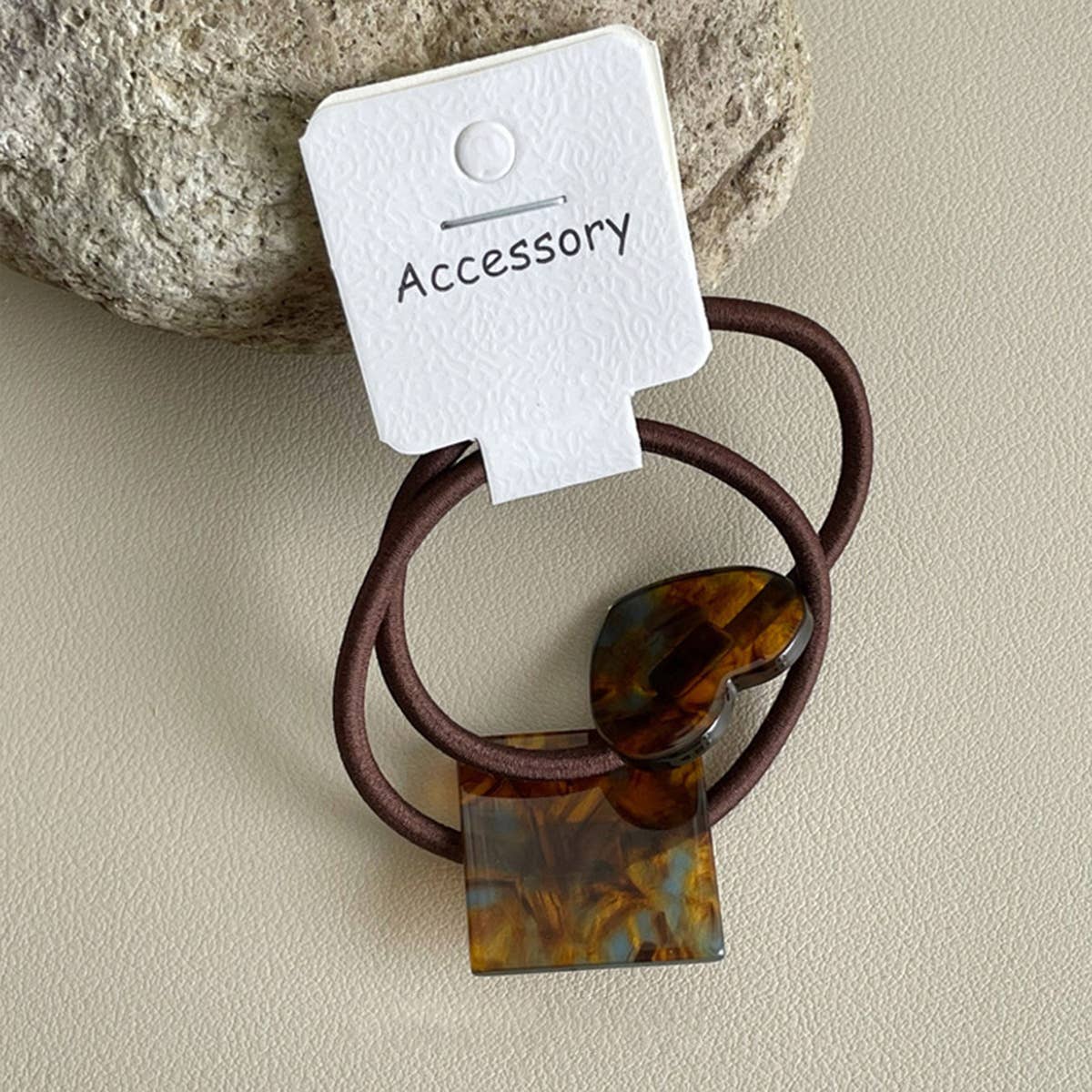 GEOMETRIC SQUARE FASHION HEART HAIR SCRUNCHIES