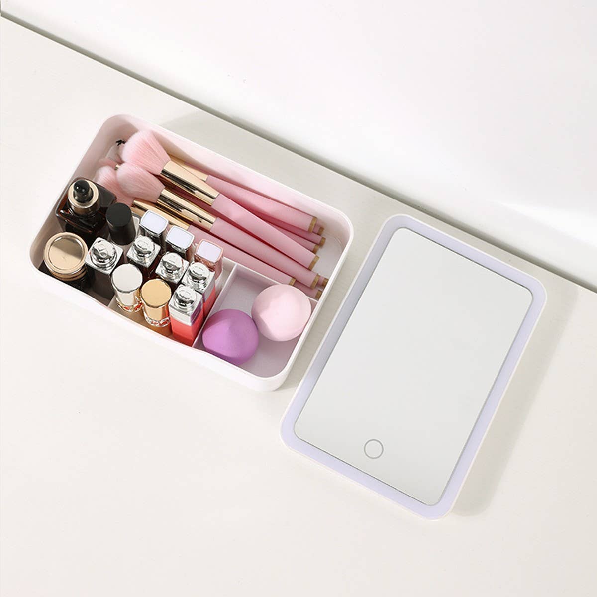 FOLDING STORAGE DRESSING BOX LED MAKEUP MIRROR