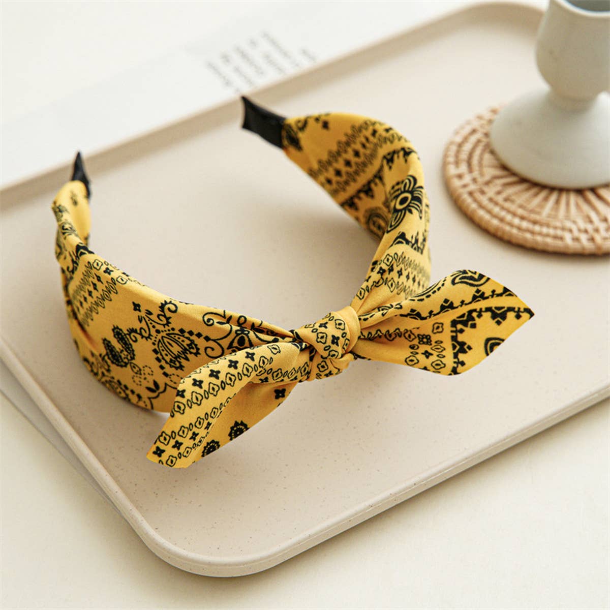 WOMEN NEW CASHEW NUT FLOWER WIDE HEADBAND_CWAHA0831