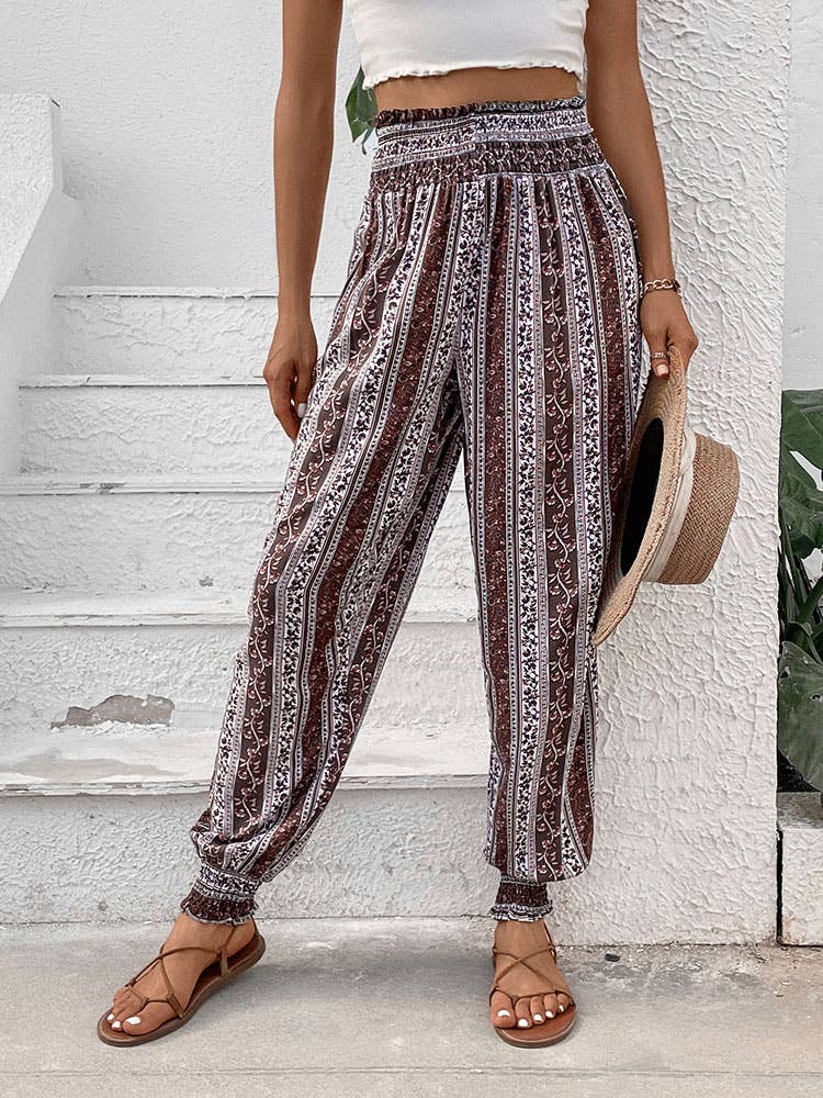 Ethnic style printed pants
