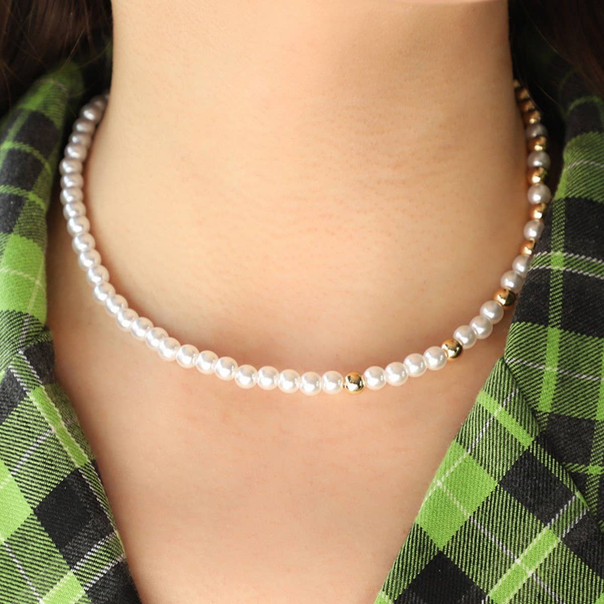 WOMEN'S ALL-MATCH METAL PEARL ELASTIC NECKLACE