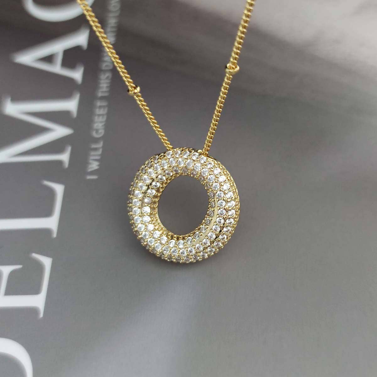 Copper Zirconia 26 Letters Pendant Necklace