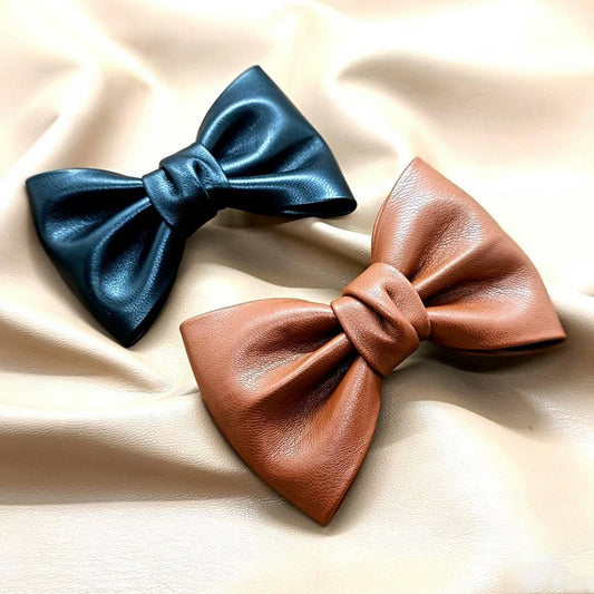 Classic PU Leather Large Bow French Hair Clip