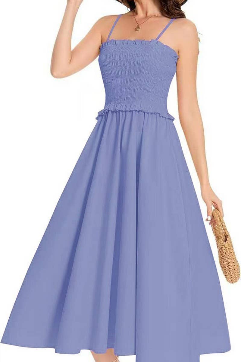 CWDMD5855_SOLID SLIM FIT WAIST TIE STRAP MAXI DRESS