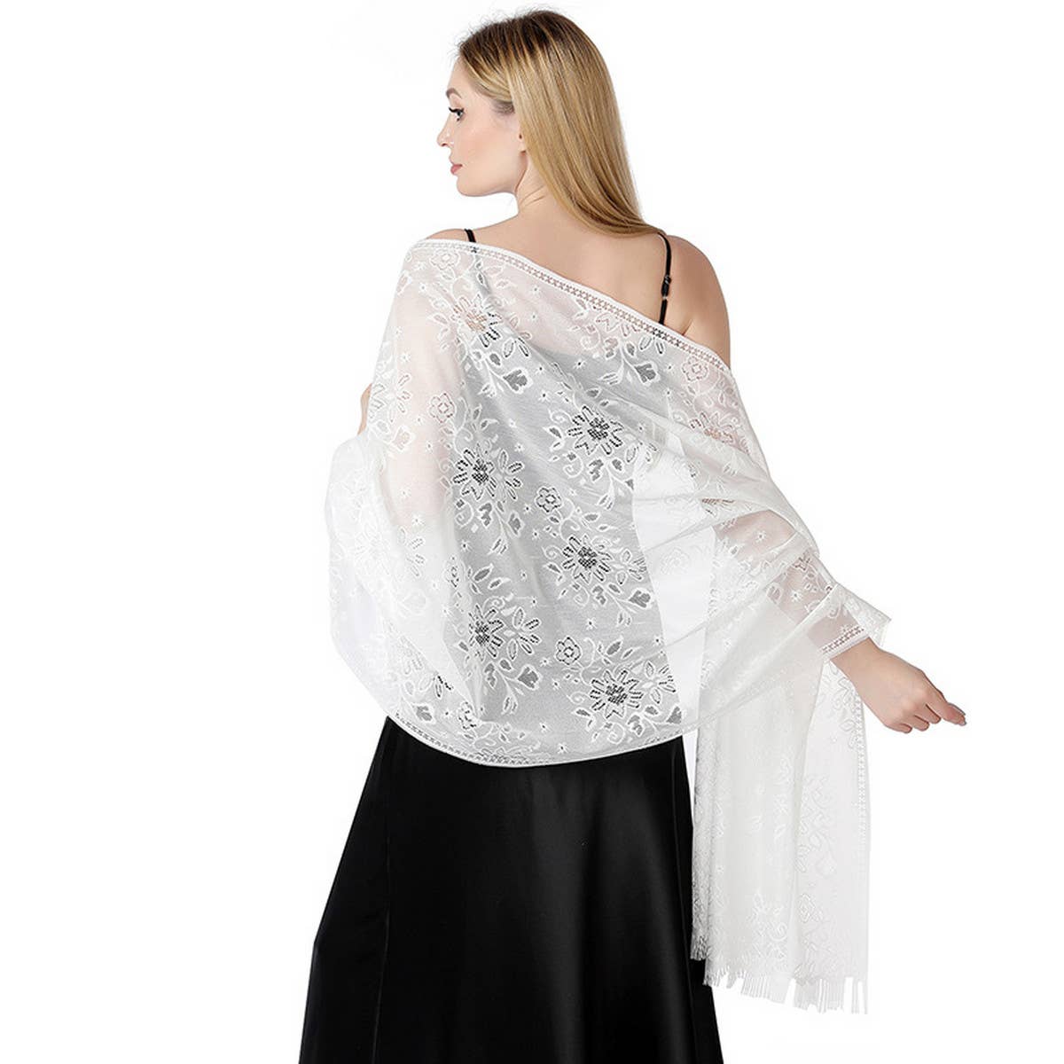 Floral Lace Tie-Dye Shawl ? Bridal Evening Wrap