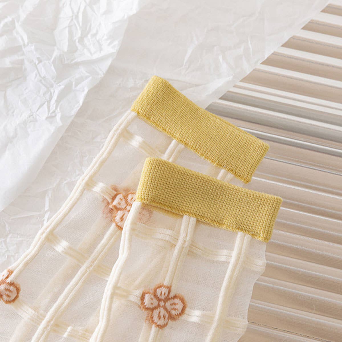 FLORAL SUMMER SHEER MESH SOCKS FOR WOMENS