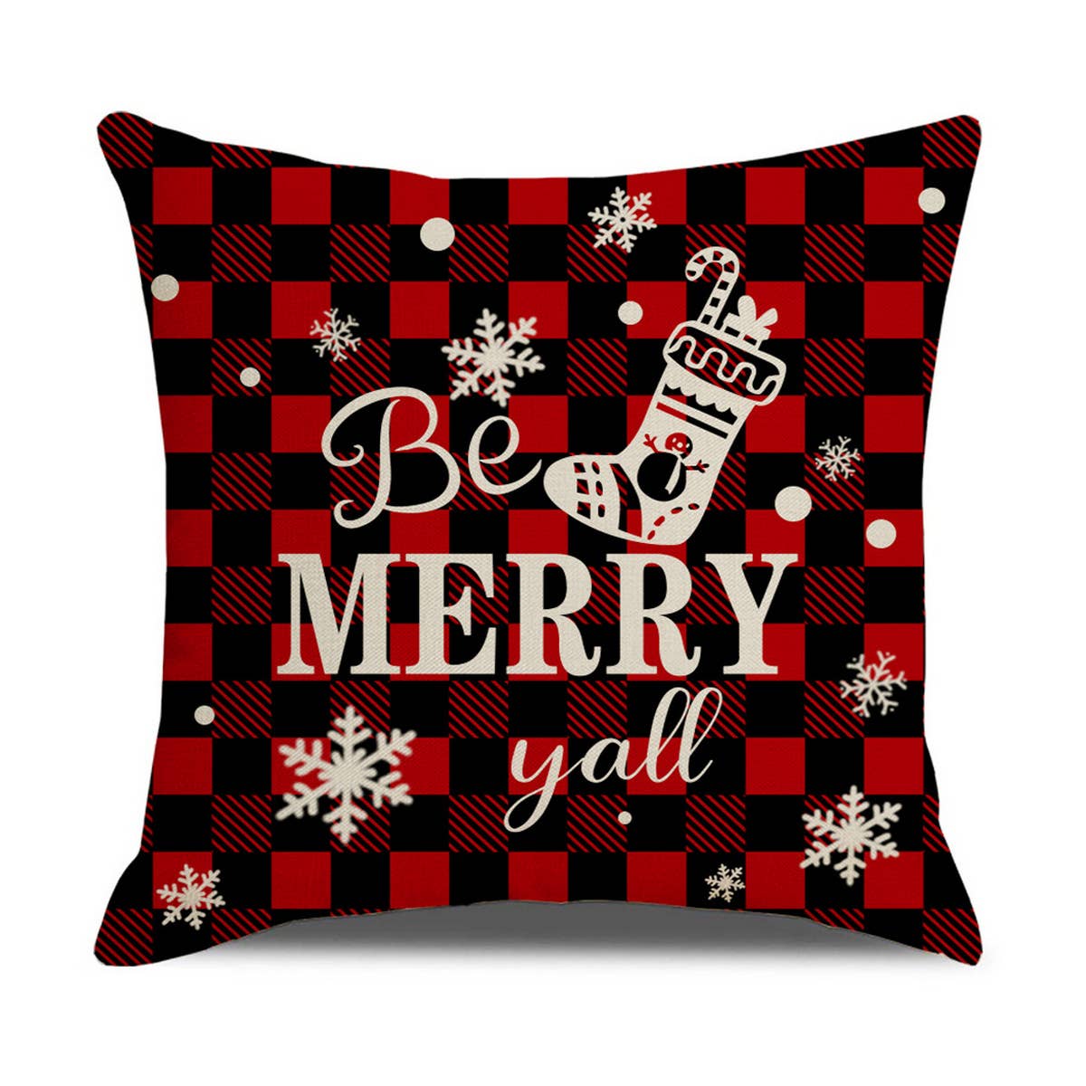 CHRISTMAS TREE RED AND BLACK PLAID PILLOWCASE