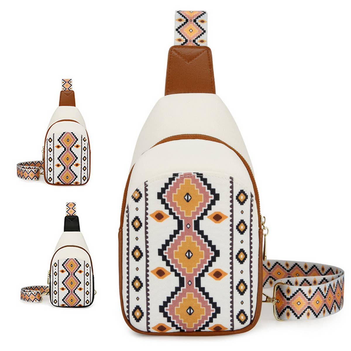 BOHEMIAN LARGE CAPACITY PLAID CROSSBODY BAG_CWAB2697