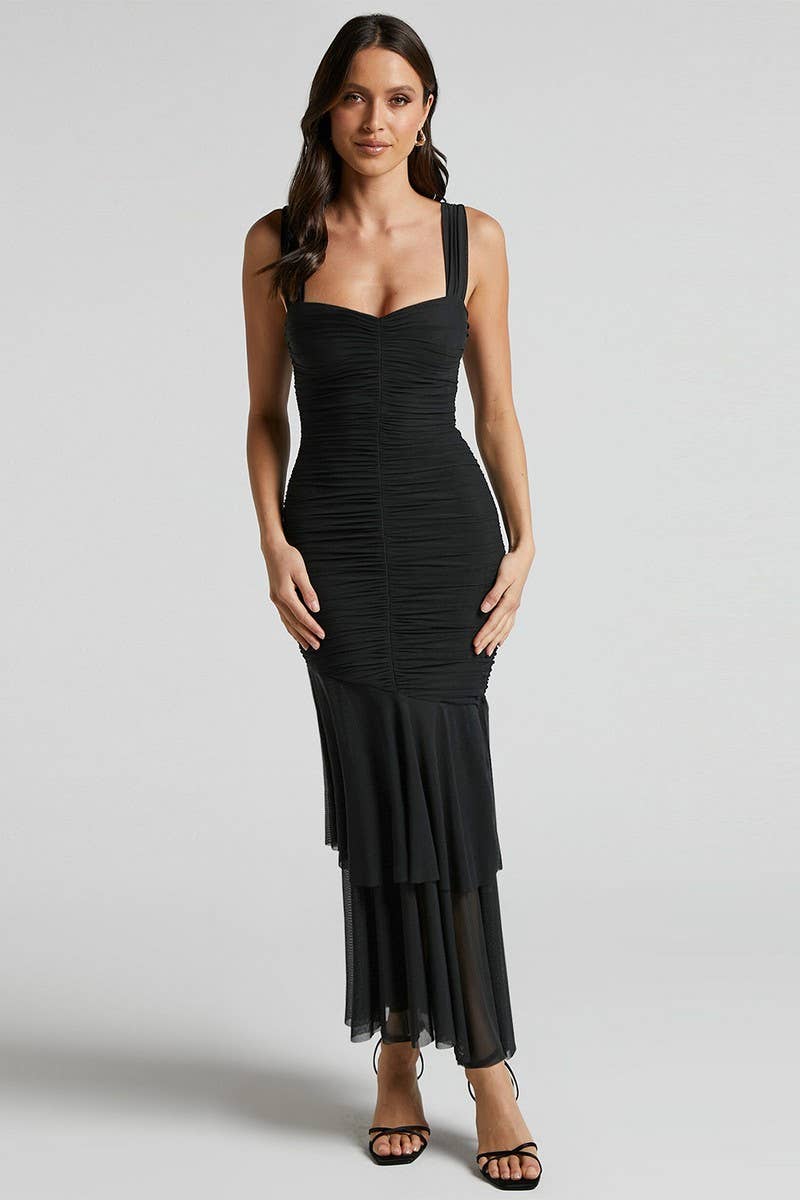 CWDMD4796_SUSPENDER DOUBLE-LAYER MESH SPLICING DRESS