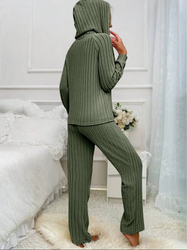 PIT WOOLEN HOODED TOP FASHION TROUSERS HOME SUIT