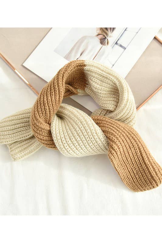 Yarn Knit Colorblock Scarf - Cozy Neck Wrap_CWASC0052